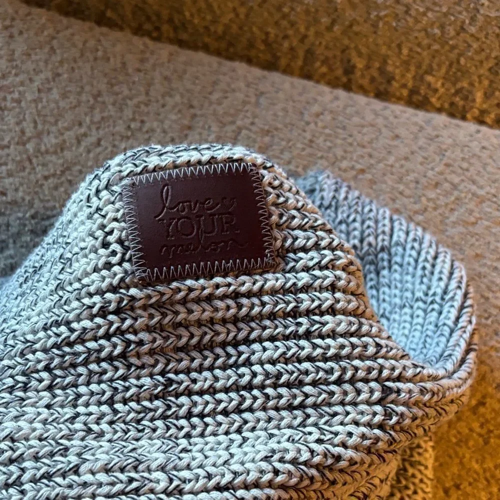 Chunky Knit Scarf with Leather Patch